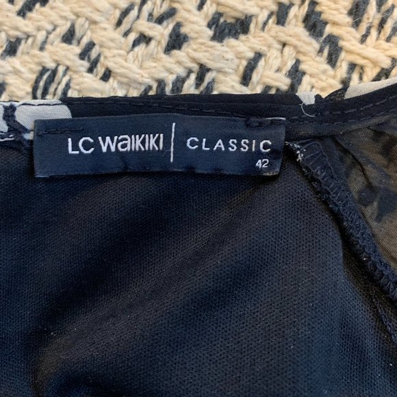 Navy Polka Dot Dress, Mini, Lined, Size 42 - Picture 4 of 4